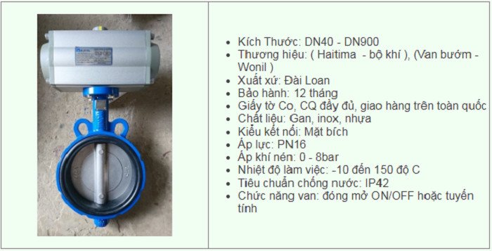 Van bướm điều khiển khí nén đài loan 