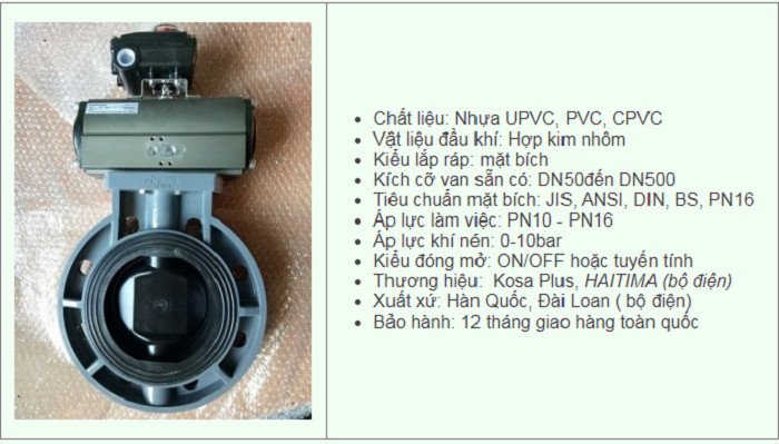 Van bướm nhựa điều khiển khí nén 