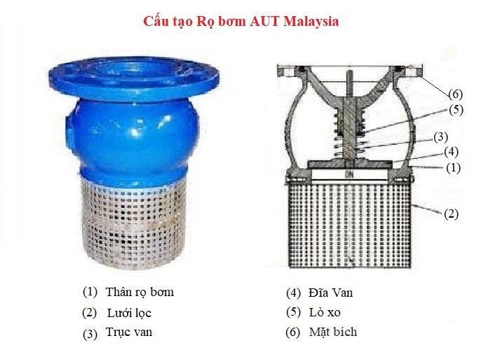 Cấu tạo rọ hút máy bơm AUT